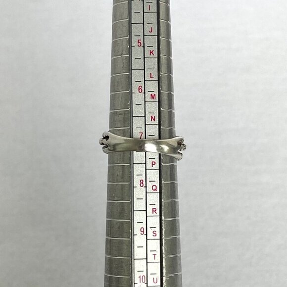 VTG Sterling Silver 925 Round Garnet Bamboo Style Triple Band Ring Sz 7.25 - Picture 8 of 16